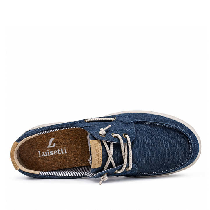 Sabates sport Luisetti blaus estil nàutics amb cordons en beix - Querol online