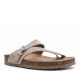 Sandalias planas Owel menorca beige con tira cruzada y hebilla tipo bio - Querol online