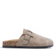 Zuecos Stay taupe con hebilla lateral y suela efecto corcho - Querol online
