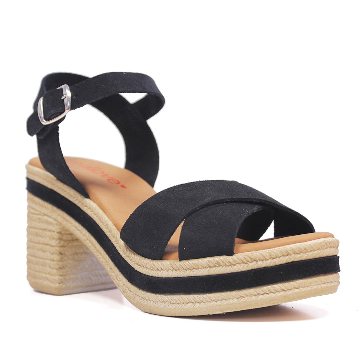 Sandalias planas Redlove kaori negras con tacón ancho - Querol online
