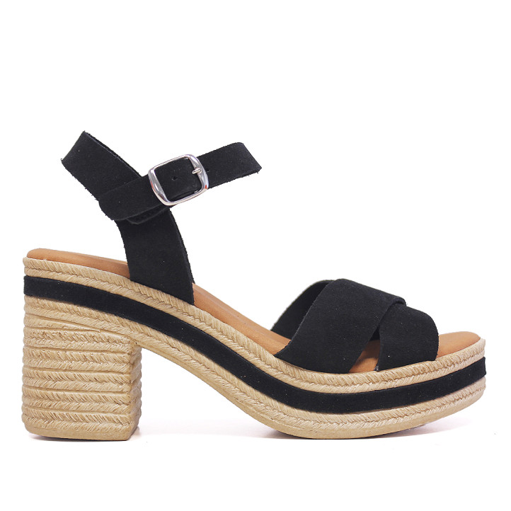 Sandalias planas Redlove kaori negras con tacón ancho - Querol online