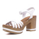 Sandalias tacón Redlove aya blancas con tiras cruzadas y suela de madera con detalle blanco - Querol online