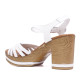 Sandalias tacón Redlove aya blancas con tiras cruzadas y suela de madera con detalle blanco - Querol online