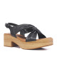 Sandalias tacón Redlove chihiro negras con nudo central y suela de madera - Querol online