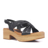 Sandalias tacón Redlove chihiro negras con nudo central y suela de madera