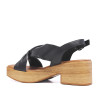 Sandalias tacón Redlove chihiro negras con nudo central y suela de madera