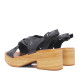 Sandalias tacón Redlove chihiro negras con nudo central y suela de madera - Querol online
