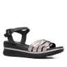 Sandalias cuña Redlove miyu negras con tiras metalizadas y negras