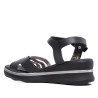 Sandalias cuña Redlove miyu negras con tiras metalizadas y negras