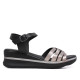 Sandalias cuña Redlove miyu negras con tiras metalizadas y negras - Querol online