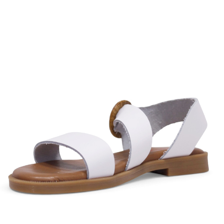 sandalias Redlove akane blancas con hebilla de mimbre - Querol online