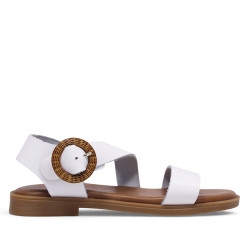 sandalias Redlove akane blancas con hebilla de mimbre - Querol online