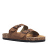 Sandalias planas Stay marrones estilo bio con doble hebilla envejecida y suela efecto corcho