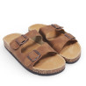 Sandàlies planes Stay marrons estil bio amb doble sivella envellida i sola efecte suro