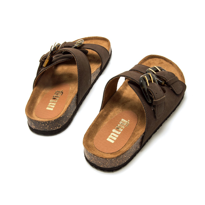 Sandalias planas Mustang lazy marrón moka estilo bio - Querol online