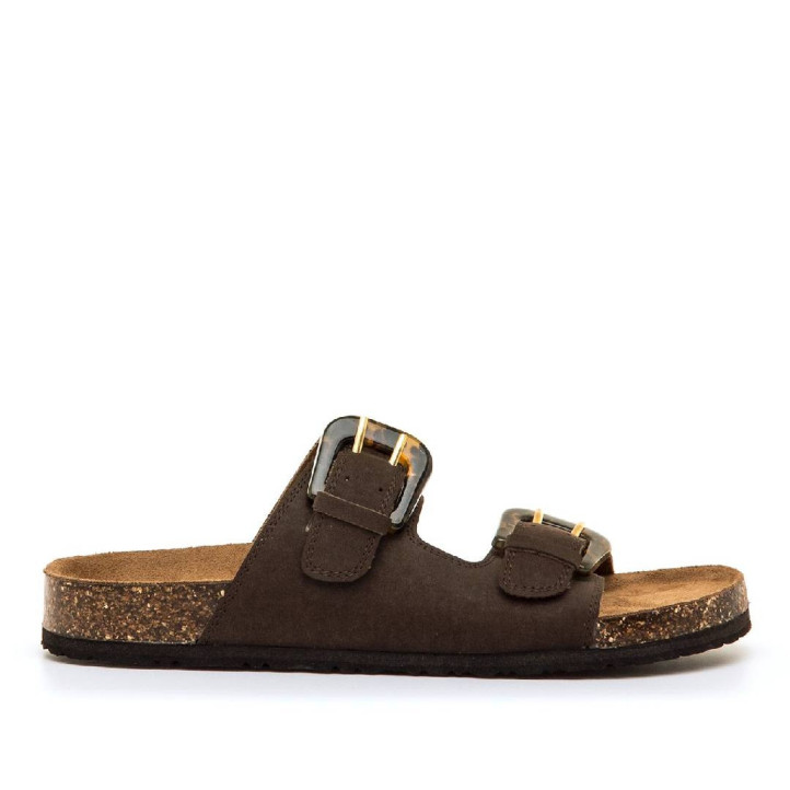Sandalias planas Mustang lazy marrón moka estilo bio - Querol online