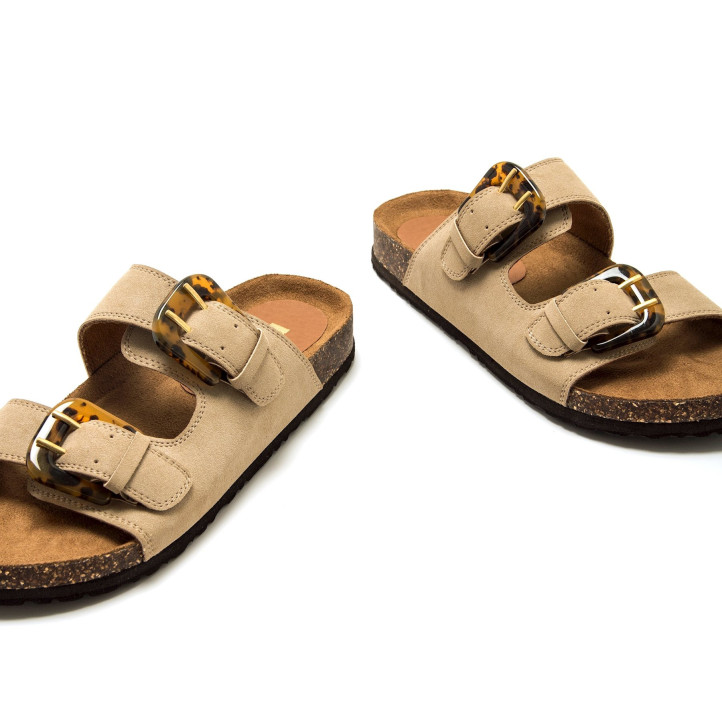 Sandalias planas Mustang lazy beige estilo bio - Querol online