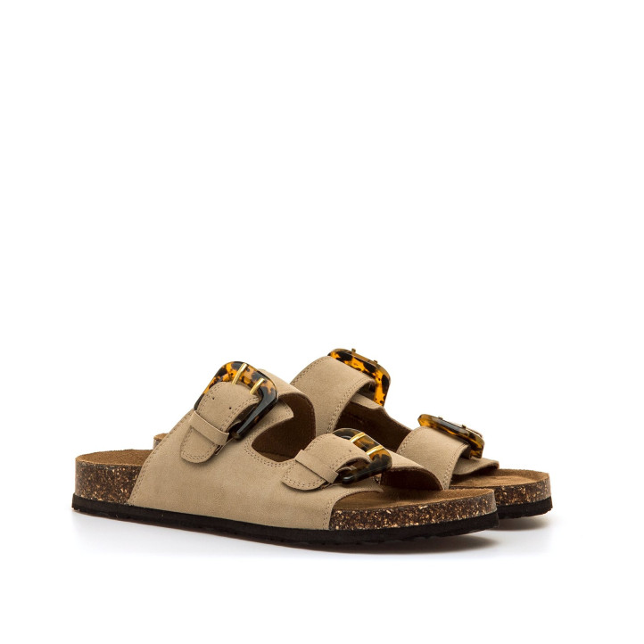 Sandalias planas Mustang lazy beige estilo bio - Querol online