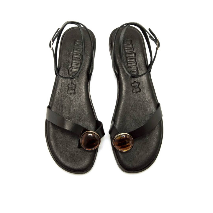 Sandalias planas Mustang alysa negras con piedra decorativa - Querol online