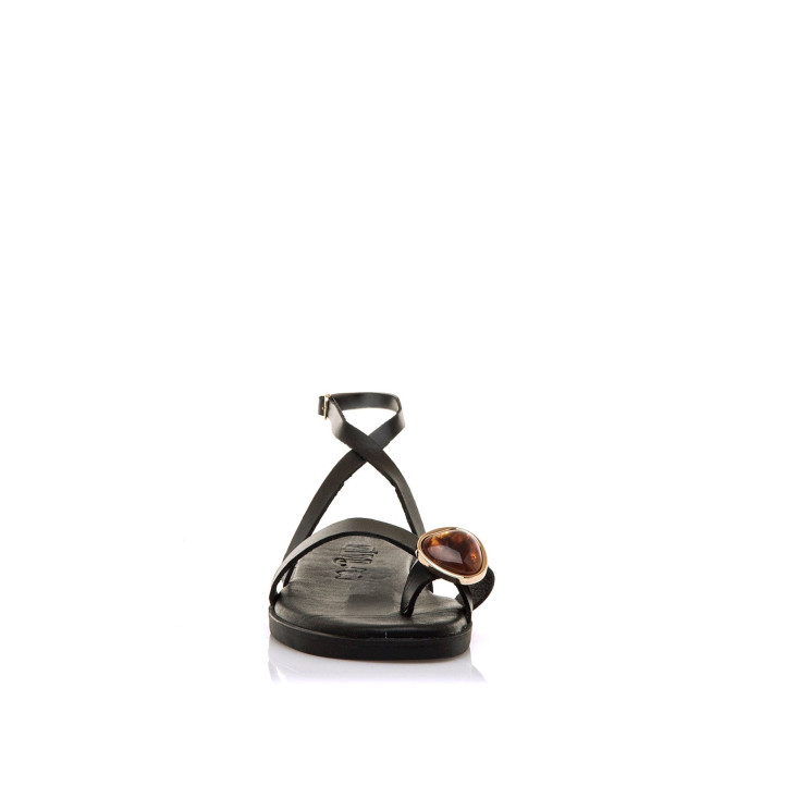 Sandalias planas Mustang alysa negras con piedra decorativa - Querol online