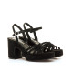 Sandalias tacón Mustang britt negras con tiras finas y plataforma delantera - Querol online