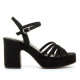 Sandalias tacón Mustang britt negras con tiras finas y plataforma delantera - Querol online
