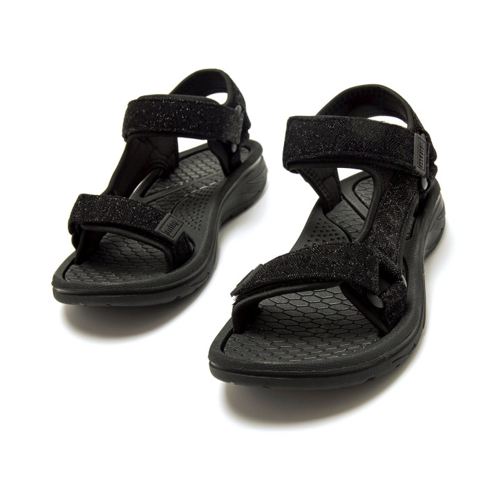 Sandalias planas Mustang solana negras con toque brillante estilo deportivo - Querol online