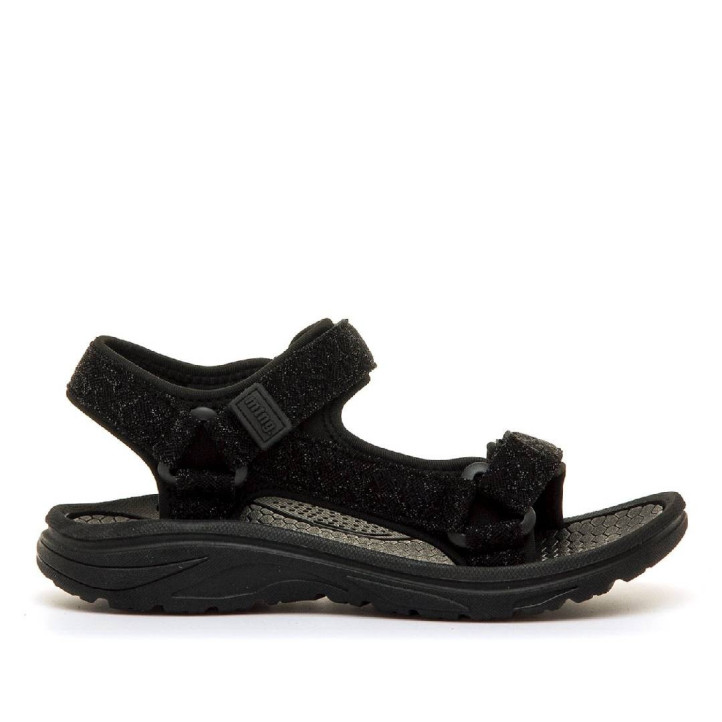 Sandalias planas Mustang solana negras con toque brillante estilo deportivo - Querol online