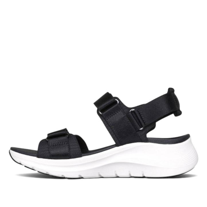 Sandalias cuña Skechers arch fit 2.0 negras con suela blanca - Querol online