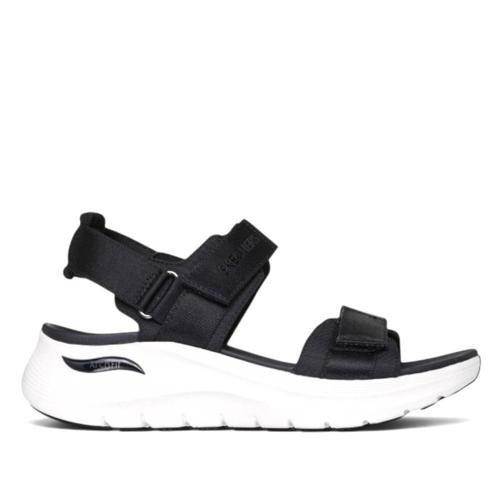 Sandalias cuña Skechers arch fit 2.0 negras con suela blanca - Querol online