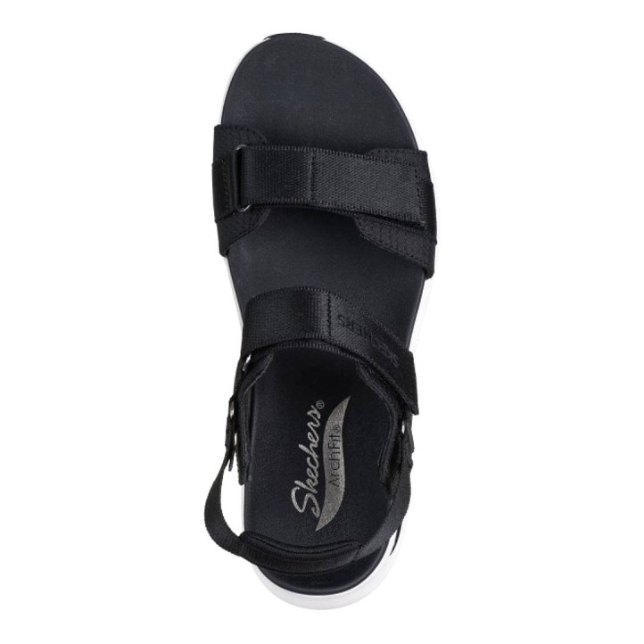 Sandalias cuña Skechers arch fit 2.0 negras con suela blanca - Querol online