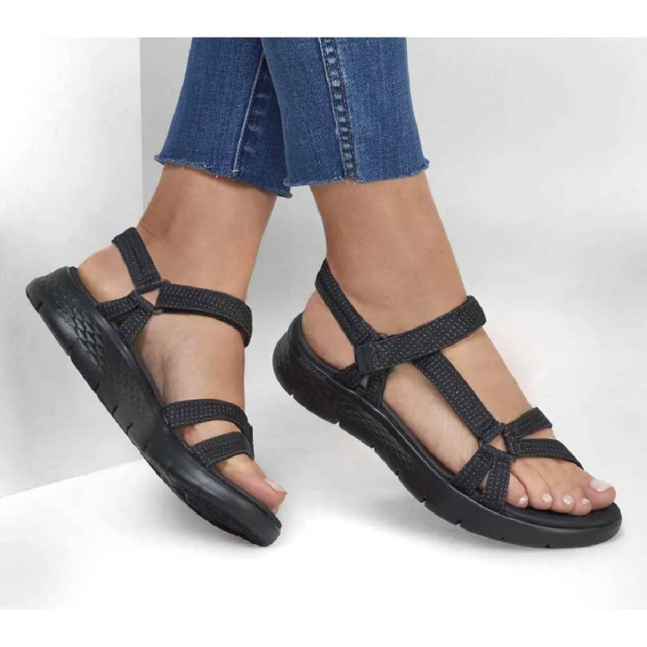 Sandalias planas Skechers go walk flex negras - Querol online