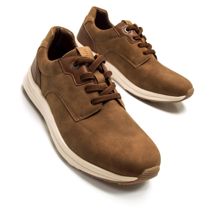 Sabates sport Mustang tady marrons amb detalls en tons sorra - Querol online