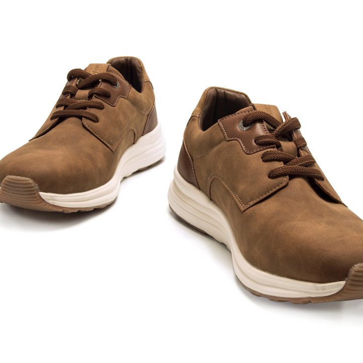 Sabates sport Mustang tady marrons amb detalls en tons sorra - Querol online