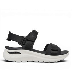 Sandalias cuña Skechers arch fit 2.0 negras con suela blanca - Querol online