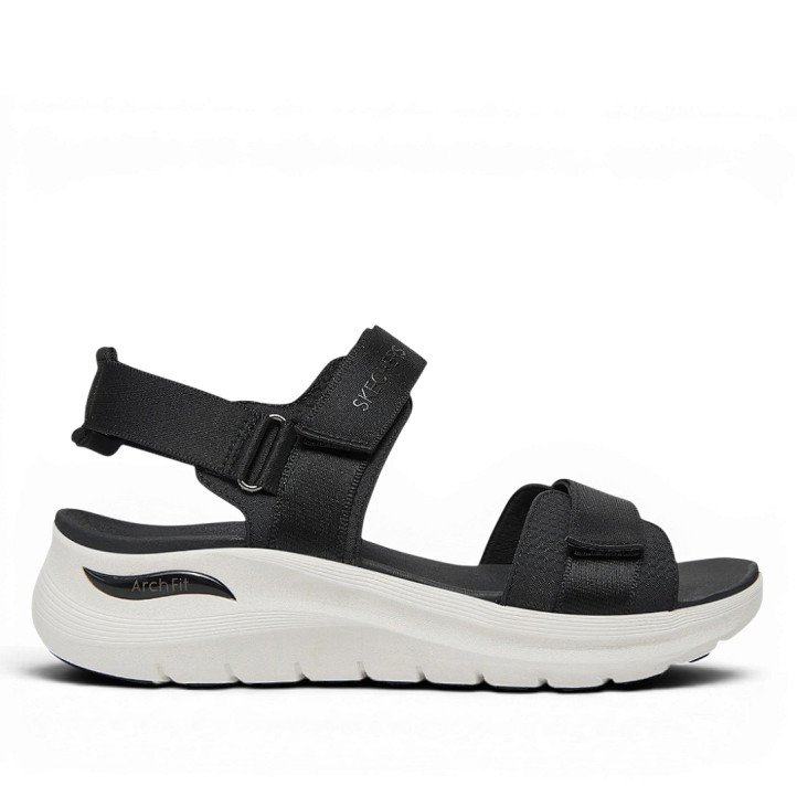 Sandàlies falca Skechers arch fit 2.0 negres amb sola blanca - Querol online