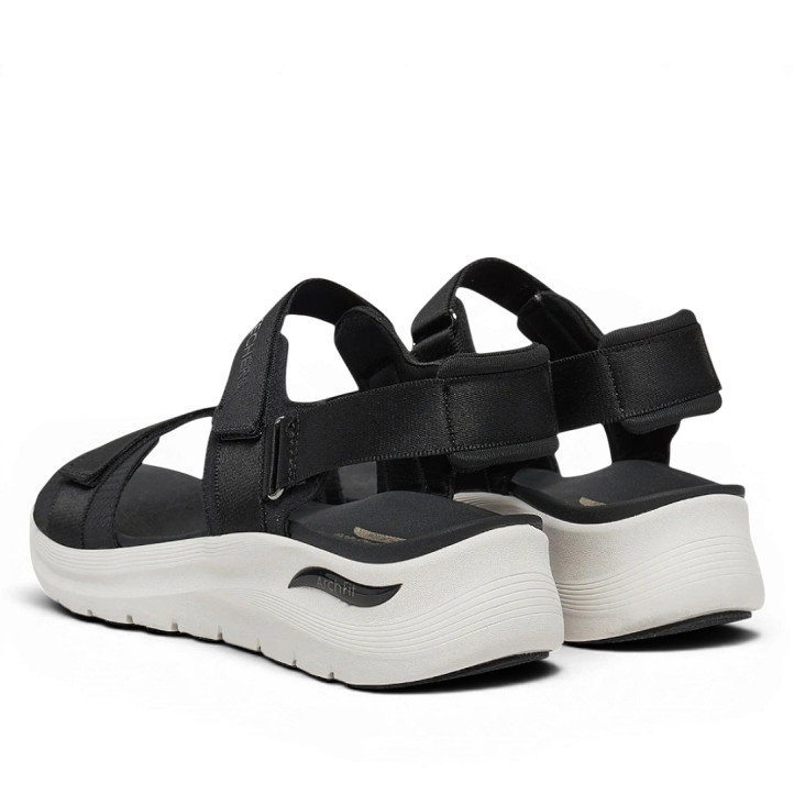 Sandalias cuña Skechers arch fit 2.0 negras con suela blanca - Querol online