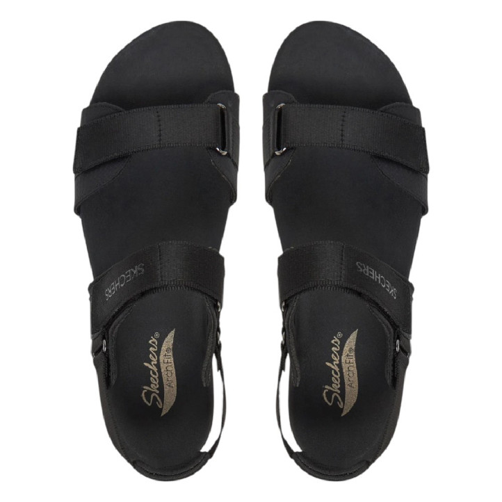 Sandalias cuña Skechers arch fit 2.0 negras con suela blanca - Querol online