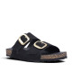 Sandalias planas Yokono jerba negras con dos tiras y doble hebilla tipo bio - Querol online