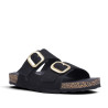 Sandalias planas Yokono jerba negras con dos tiras y doble hebilla tipo bio