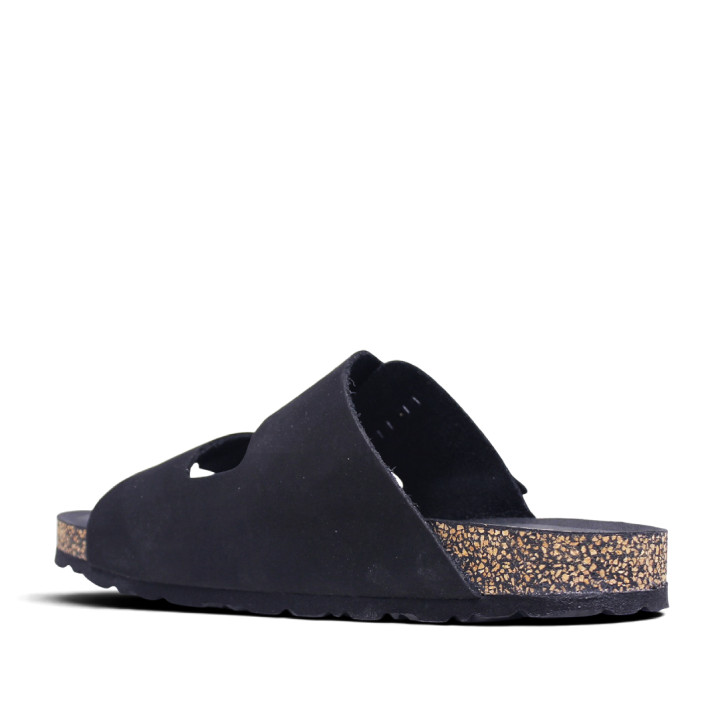Sandalias planas Yokono jerba negras con dos tiras y doble hebilla tipo bio - Querol online