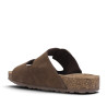 Sandalias planas Yokono jerba marrón oscuro con dos tiras y doble hebilla tipo bio