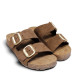 Sandalias planas Yokono jerba marrón oscuro con dos tiras y doble hebilla tipo bio - Querol online