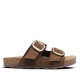 Sandalias planas Yokono jerba marrón oscuro con dos tiras y doble hebilla tipo bio - Querol online