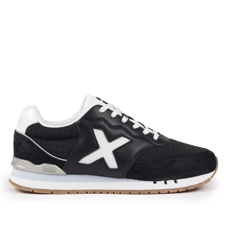 Zapatillas urban Munich dash 283 negras con detalles blancos retro running - Querol online