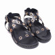 Sandalias planas BB Up negras con tiras cruzadas y tachuelas redondas doradas - Querol online