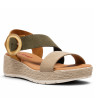 Sandalias cuña Redlove megumi en tonos tierra con hebilla redonda dorada