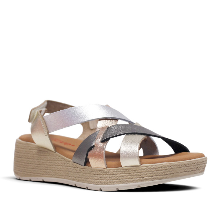 Sandalias cuña Redlove yuna metalizadas en diferentes tonos - Querol online