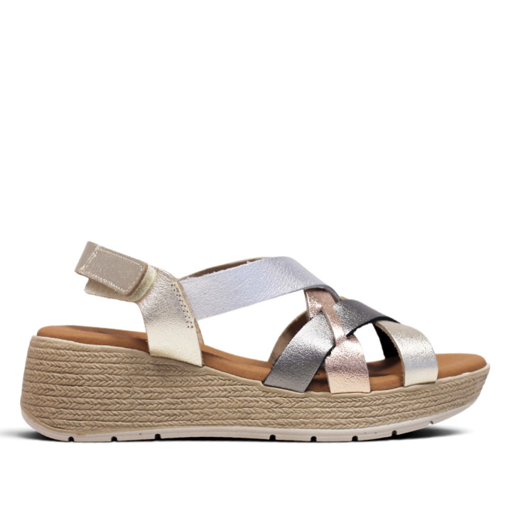 Sandalias cuña Redlove yuna metalizadas en diferentes tonos - Querol online