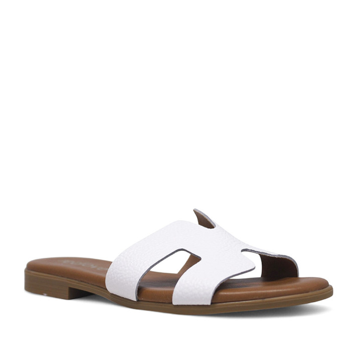 Sandalias planas Redlove hina blancas con corte geométrico - Querol online
